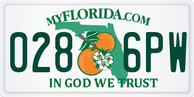FL license plate 0286PW