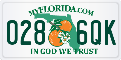 FL license plate 0286QK