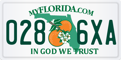 FL license plate 0286XA