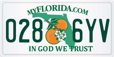 FL license plate 0286YV