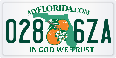 FL license plate 0286ZA