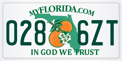 FL license plate 0286ZT