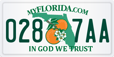 FL license plate 0287AA