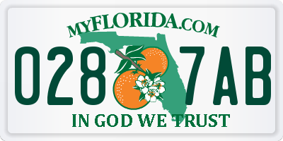 FL license plate 0287AB