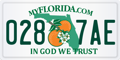 FL license plate 0287AE