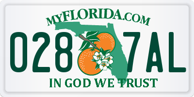 FL license plate 0287AL