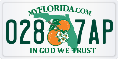 FL license plate 0287AP