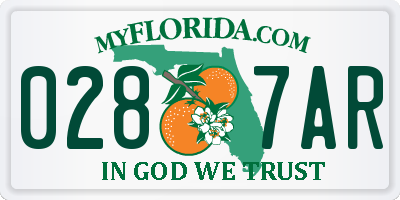 FL license plate 0287AR