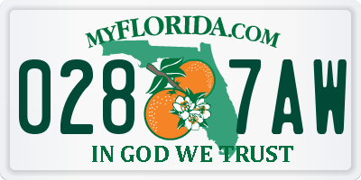 FL license plate 0287AW