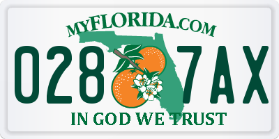 FL license plate 0287AX