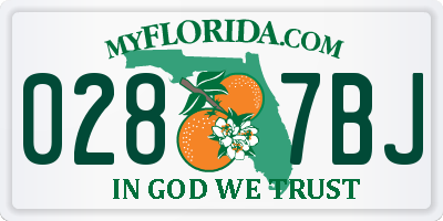 FL license plate 0287BJ