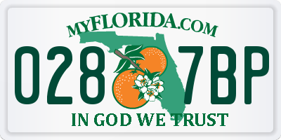 FL license plate 0287BP
