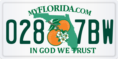 FL license plate 0287BW