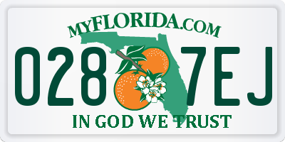 FL license plate 0287EJ