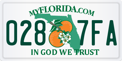 FL license plate 0287FA