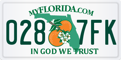FL license plate 0287FK