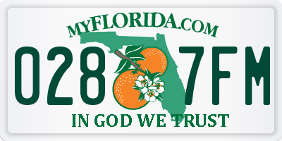 FL license plate 0287FM