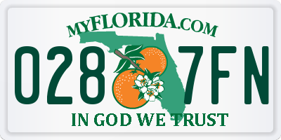 FL license plate 0287FN
