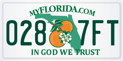 FL license plate 0287FT