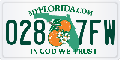 FL license plate 0287FW