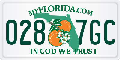 FL license plate 0287GC