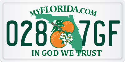 FL license plate 0287GF