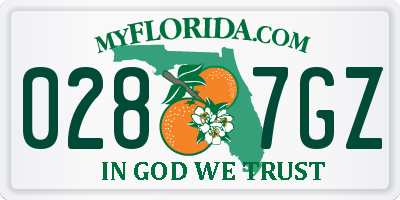 FL license plate 0287GZ