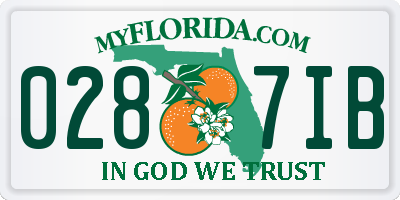 FL license plate 0287IB