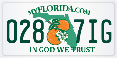 FL license plate 0287IG