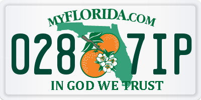 FL license plate 0287IP
