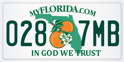 FL license plate 0287MB