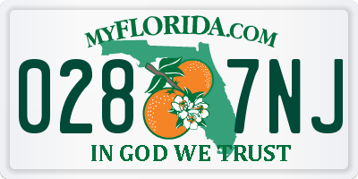 FL license plate 0287NJ