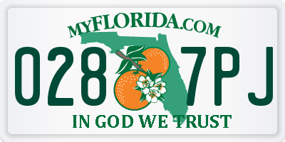 FL license plate 0287PJ