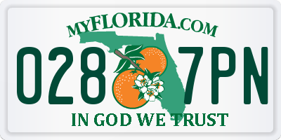 FL license plate 0287PN