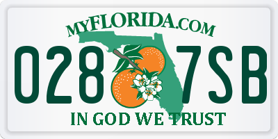FL license plate 0287SB