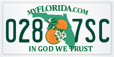 FL license plate 0287SC