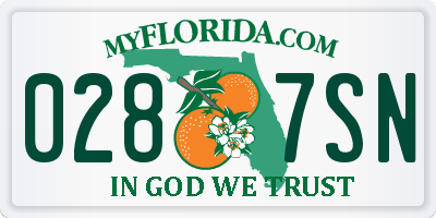 FL license plate 0287SN