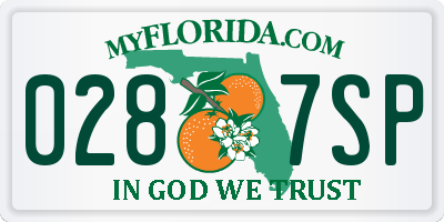 FL license plate 0287SP