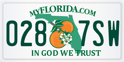 FL license plate 0287SW