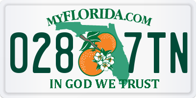 FL license plate 0287TN