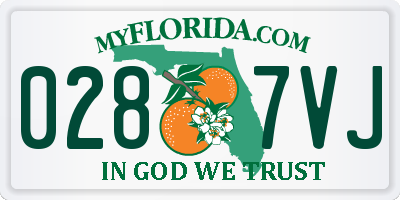FL license plate 0287VJ