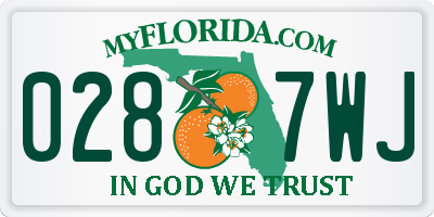 FL license plate 0287WJ