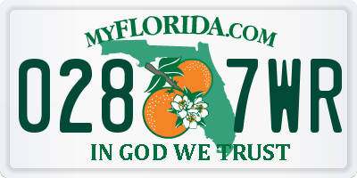 FL license plate 0287WR