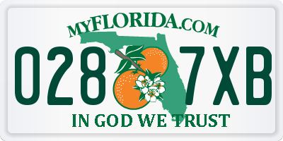 FL license plate 0287XB