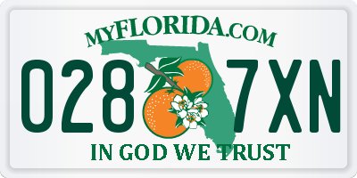 FL license plate 0287XN