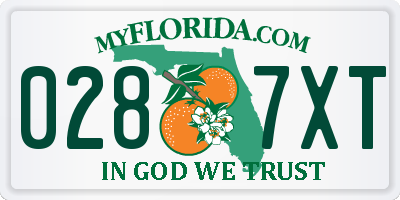 FL license plate 0287XT