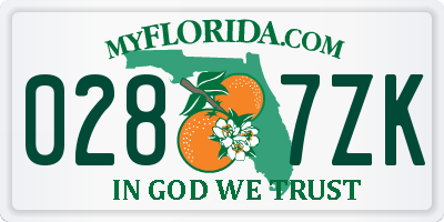FL license plate 0287ZK