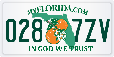 FL license plate 0287ZV