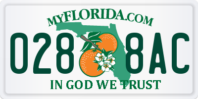 FL license plate 0288AC