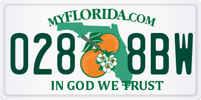 FL license plate 0288BW